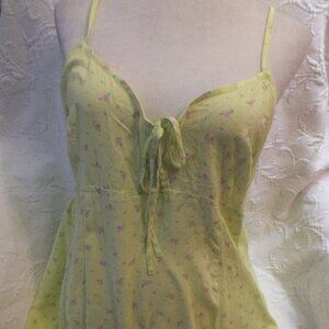 Yellow Summer Dress with Pink Flowers Size XX - Large